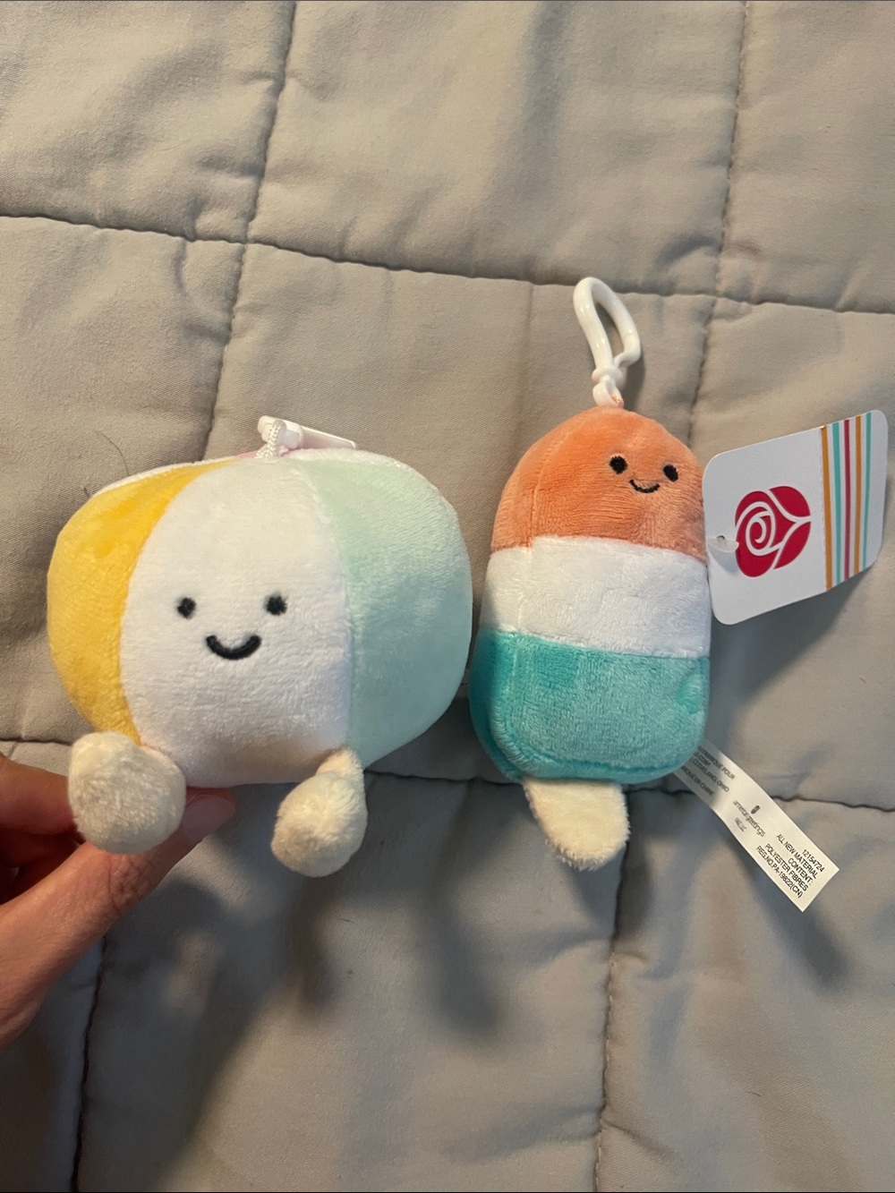 Plush Ice Pop & Beach Ball Keychain Set -Pastel Multicolor